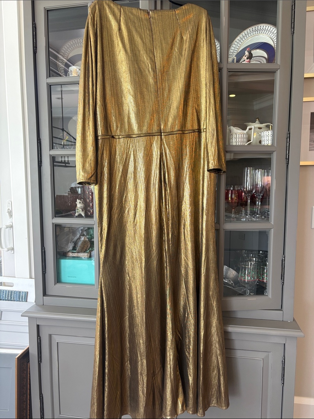 Mac Duggal Chic Metallic Evening Gown in Golden Bronze, size 22W - Picture 3 of 10